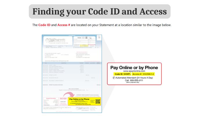 Finding your Code ID and Access ePayItOnline